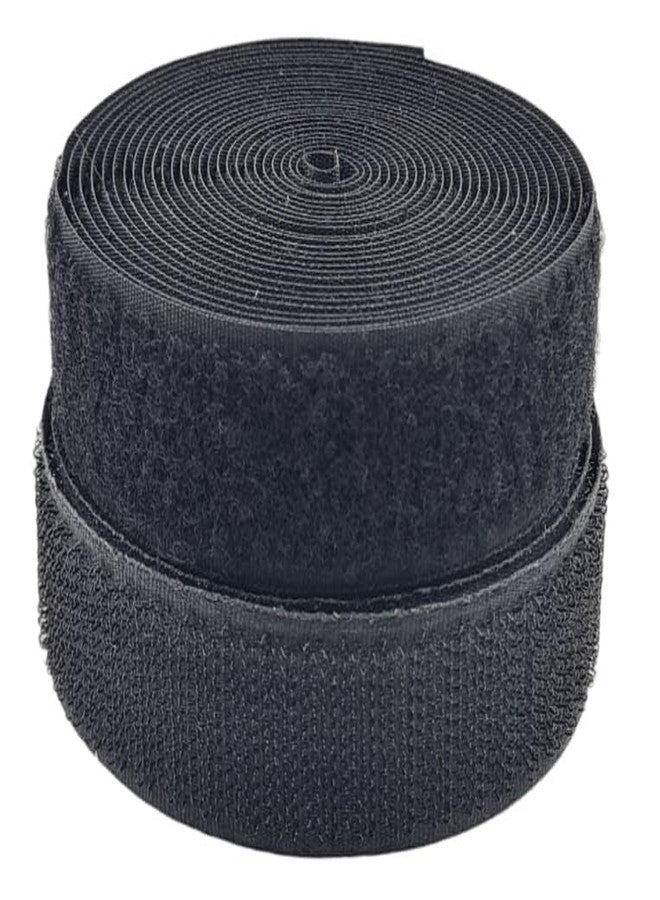 ZENITH 1 inch Wide Black, 10 Meter Non Adhesive Hook and Loop Tape, No Glue Back, Fabric Fastener InterlockingTape for Sewing Crafts, DIY, Clothes, Straps, Shoes Mosquito nets etc (Black, 10 Meter) - Image 1